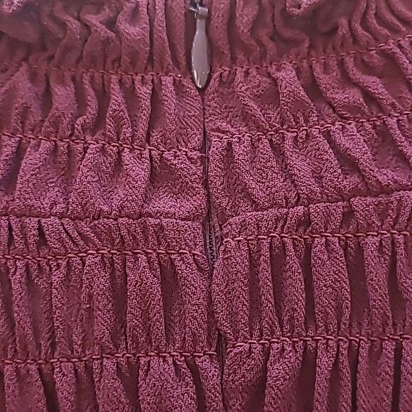 Reformation Brandi Smocked Mini Dress Relaxed Fit Chiffon Burgundy Size XL - Picture 10 of 15